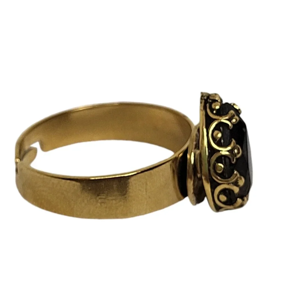 Gold  10K Genuine Smokey Quartz Filigree Ring